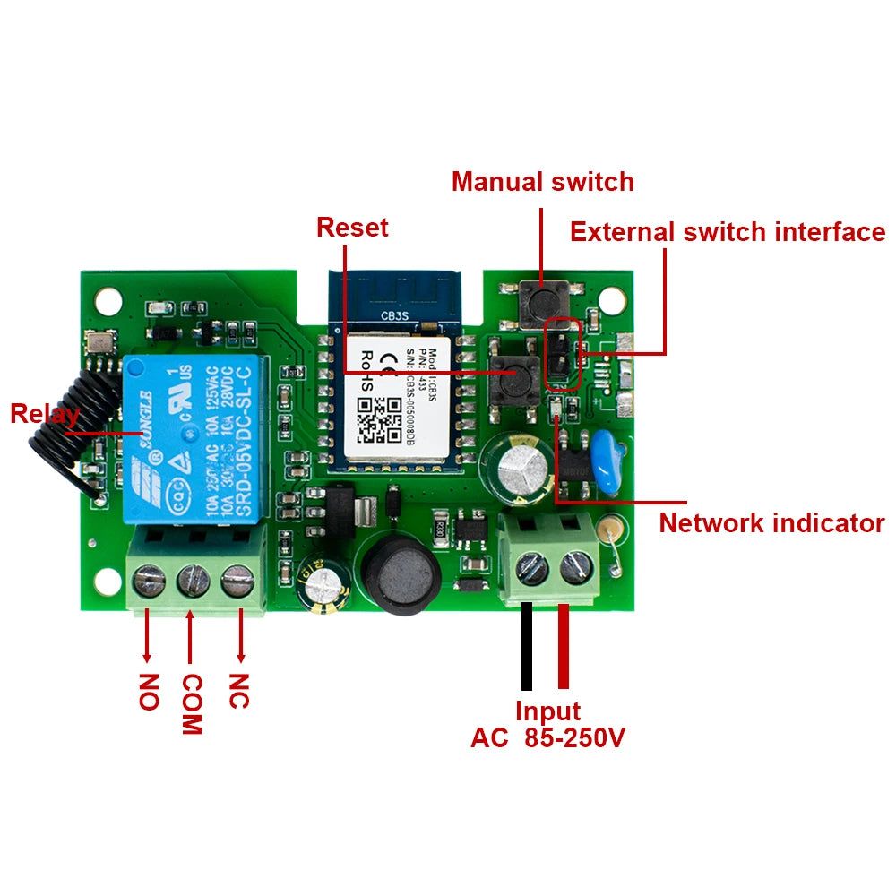 Tuya wifi inteligente portão de garagem interruptor do motor acesso porta elétrica dc 12v 24v 32v ac 220v 1/2ch módulo relé pulso rf433 remoto alexa