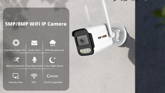 Câmera TPTEK 8MP 4K WiFi IP Bullet com IA Humana e Visão Noturna 30m IP66