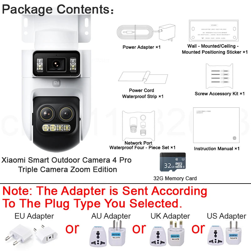 Câmera Xiaomi Smart Outdoor 4 Pro - Tripla Lente 360° 5MP 3K Zoom Híbrido 9x IP66