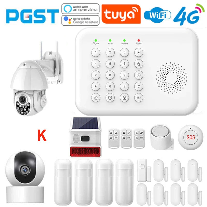 Pgst 4g wifi proteção de segurança alexa tuya vida inteligente automação residencial porta movimento sensor magnético alarme sistema segurança kit a01