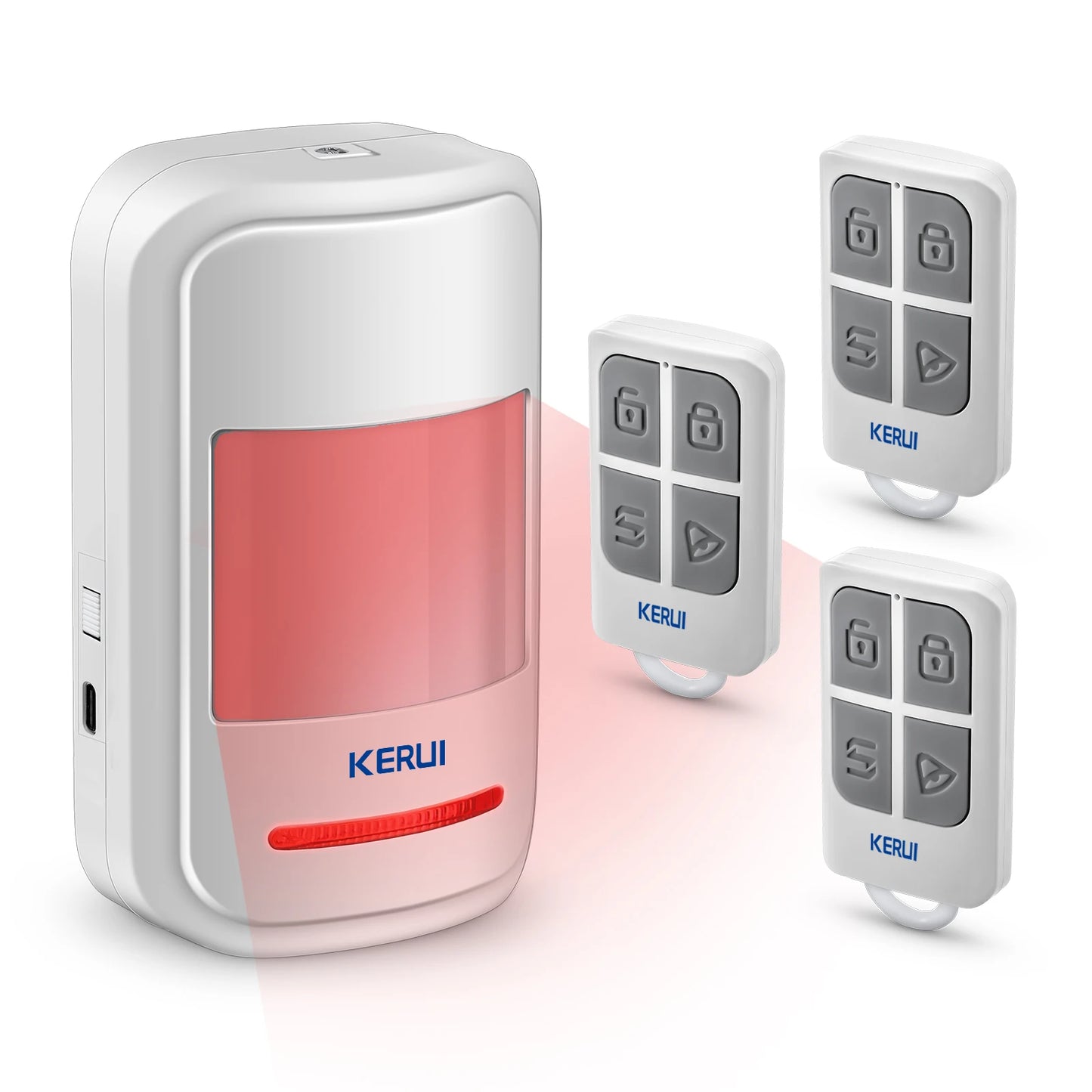 Sensor de Movimento PIR KERUI HW19 com Alarme Sonoro Timbre e Controle Remoto SOS para Idosos - KERUI