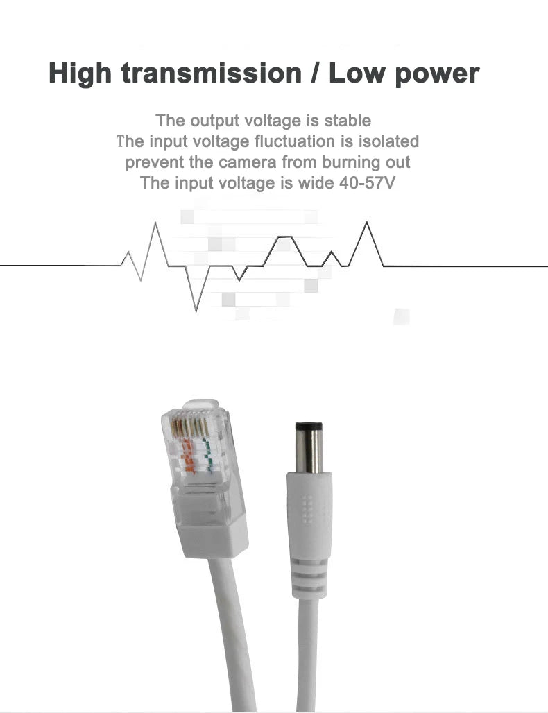 Divisor PoE À Prova D'Água 48V para 12V - Adaptador Vídeo Alimentação Câmera IP Externo Compacto