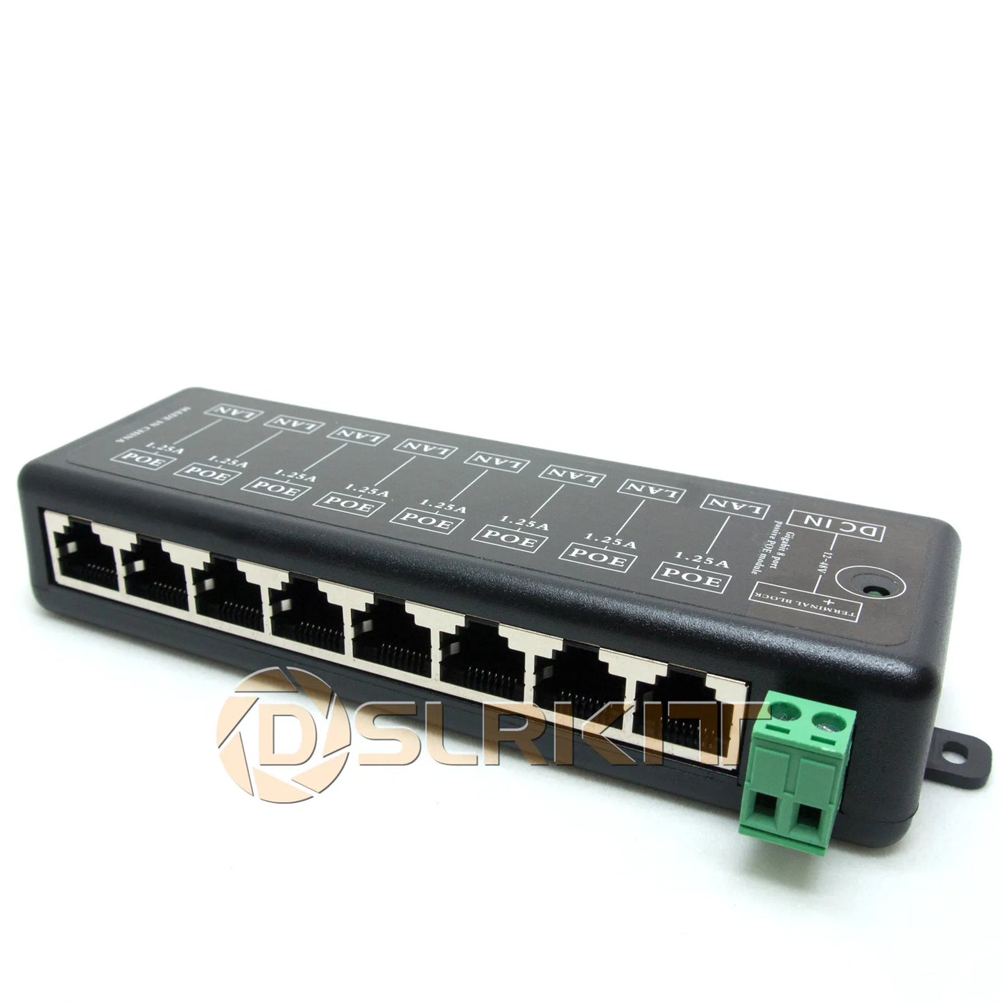 Injetor PoE Passivo Gigabit Dslrkit 8 Portas - Midspan Ethernet Adapter Sem Fonte Externa Compacto
