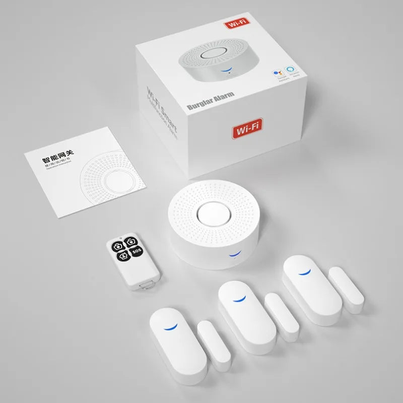 Tuya wifi sistema de alarme de casa inteligente 120db alarmes de segurança contra roubo sirene vida inteligente app controle sem fio kits de alarme anti-roubo