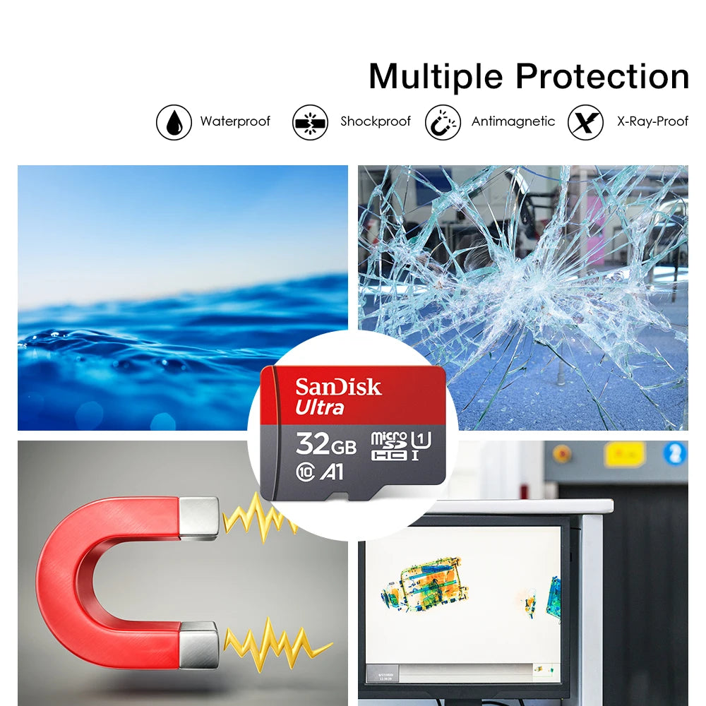 Cartão de Memória SanDisk Ultra MicroSD 32GB 64GB 128GB 256GB 512GB Classe 10 UHS-I A1 V10