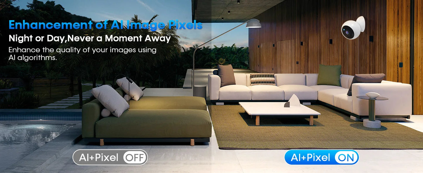 Câmera de Segurança Sherway 2K 5MP WiFi Magnética com Bateria 5800mAh, Detecção Humana IA, Visão Noturna Colorida e IP66