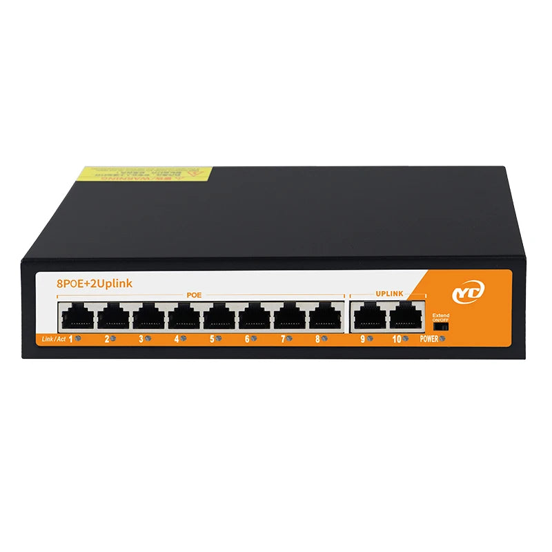 Switch PoE SHOYEE RJ45 + SFP 48V - IEEE 802.3af/at Uplink Plug & Play Câmera IP NVR Compacto