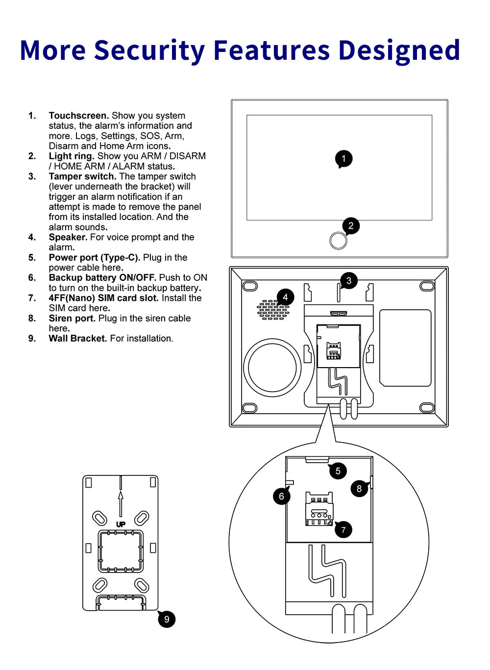 Central de Alarme KERUI G70 Tuya WiFi 4G Tela Touch 7" Kit Completo 100 Zonas FSK Sistema Inteligente - KERUI