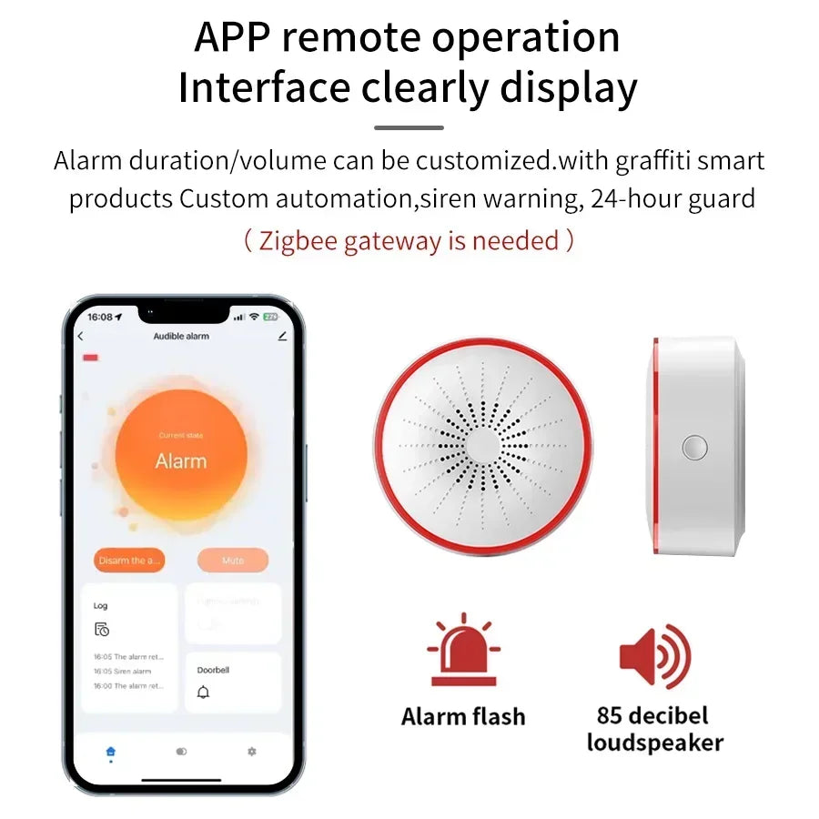 Tuya wifi zigbee sirene sem fio ligado inteligente som-luz alarme chifre detector agarrado emits instantâneo som-luz alarme app contr