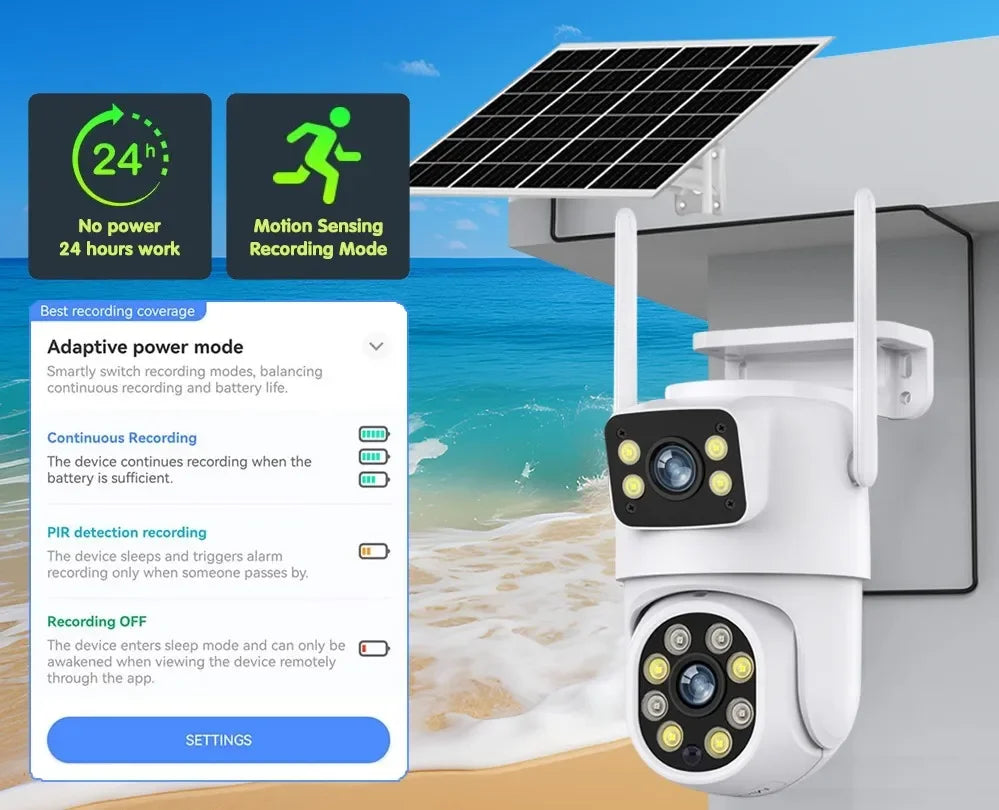 Tuya câmera solar inteligente wifi lente dupla 8mp sem fio ao ar livre câmera de vigilância de vídeo bateria ptz cctv duas telas detecção pir