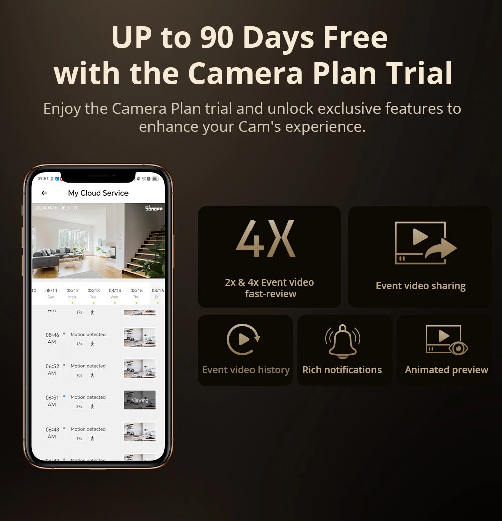 Câmera de Segurança Inteligente 1080P com Detecção Humana e Visão Noturna SONOFF CAM Slim Gen2