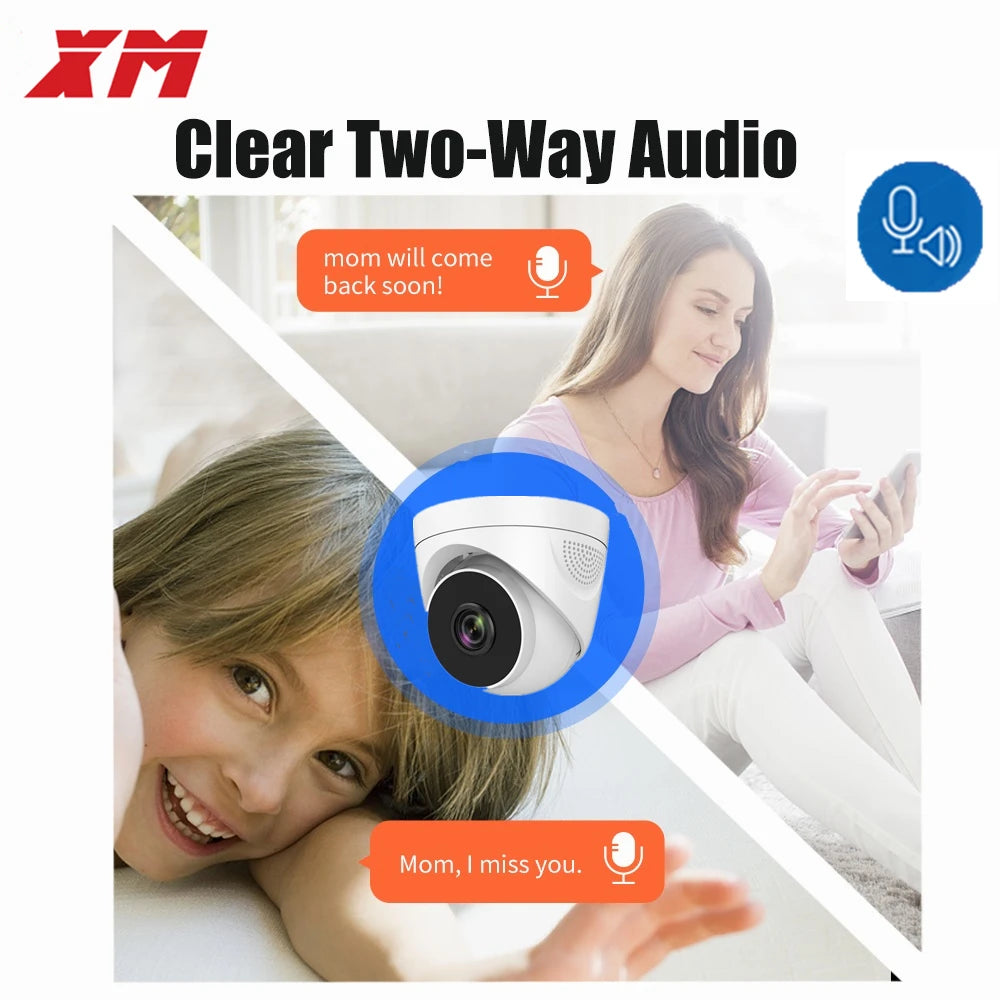 Câmera IP Dome XM 2MP WiFi - Áudio Bidirecional - Detecção Humana - Visão Noturna 30m - Interna