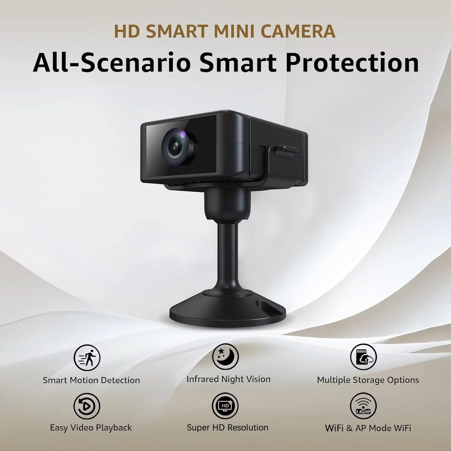Mini Câmera VESAFE 1080P – WiFi Banda Dupla, Visão Noturna, Bateria 4h e Detecção de Movimento