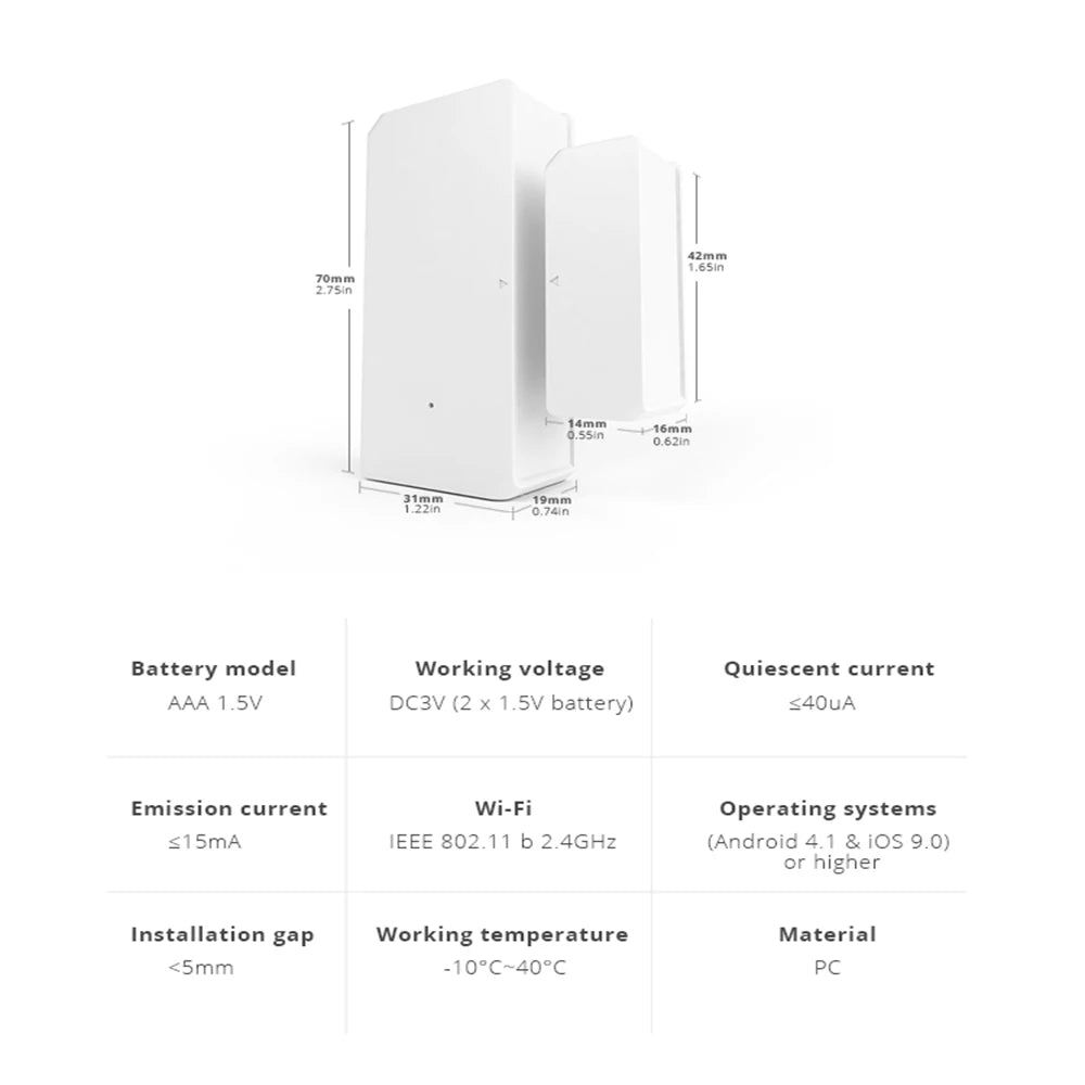 Sonoff dw2 wifi sem fio porta/janela sensor módulo de automação residencial inteligente sem necessidade de gateway sincronização de status fácil instalação sensor