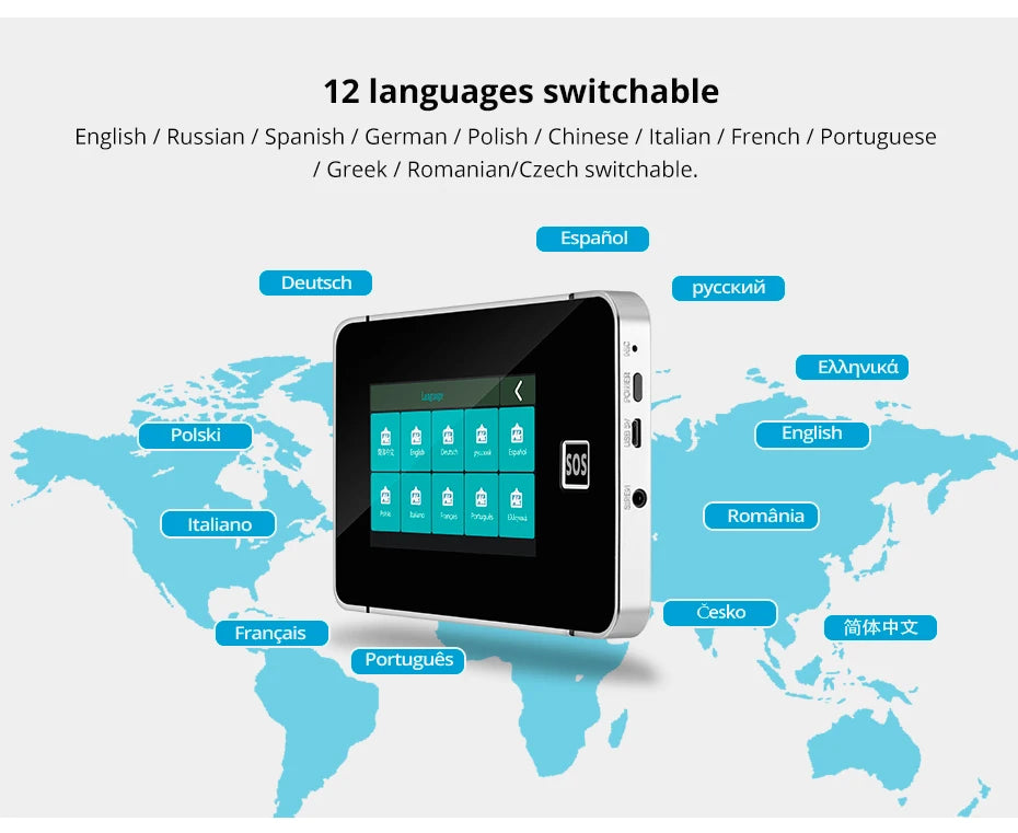 Central de Alarme KERUI G64B 4G WiFi Tela Touch 4.3" com Tuya Smart 100 Zonas Temperatura Umidade - KERUI