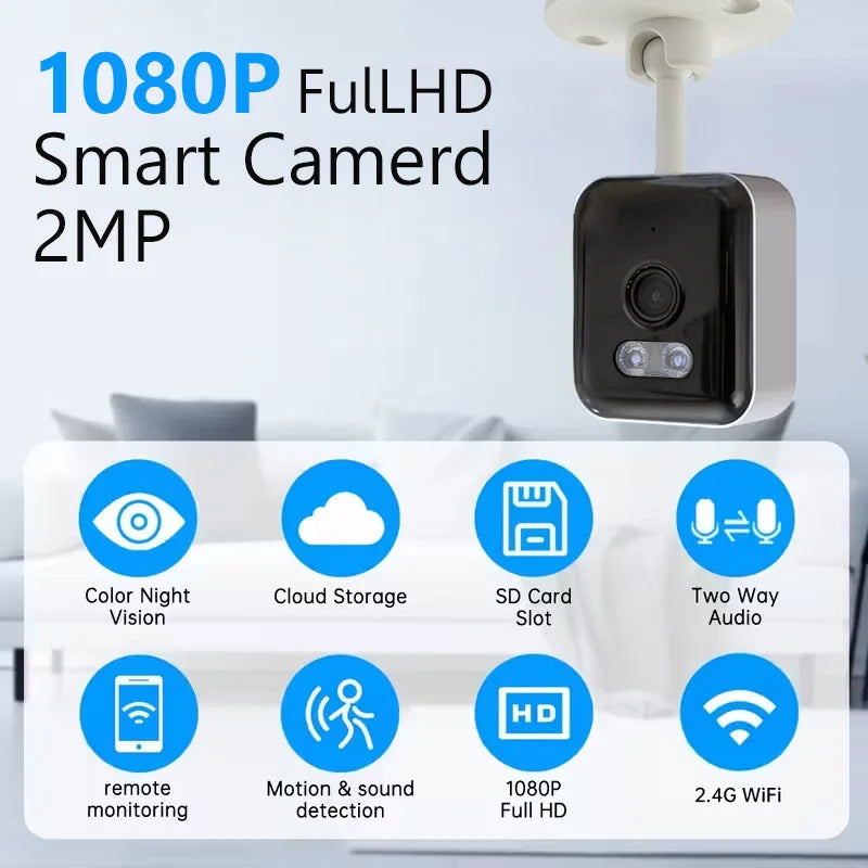 Câmera Cubo FUNOVATION 1080P – WiFi 2,4GHz, Visão Noturna Colorida, Áudio Bidirecional e Detecção por IA