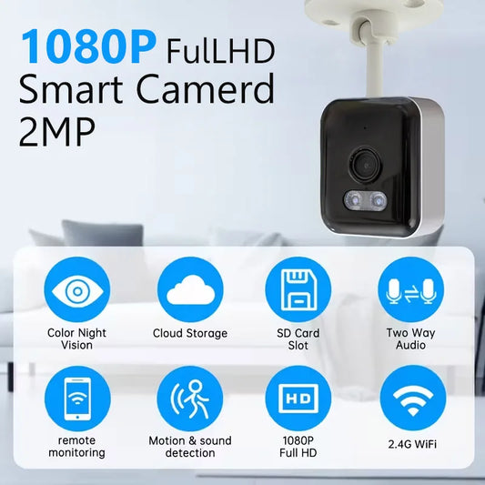 2mp hd wifi câmera de segurança mini câmera de vigilância em casa interior visão noturna duas maneiras áudio detecção humana 2.4g ip cam