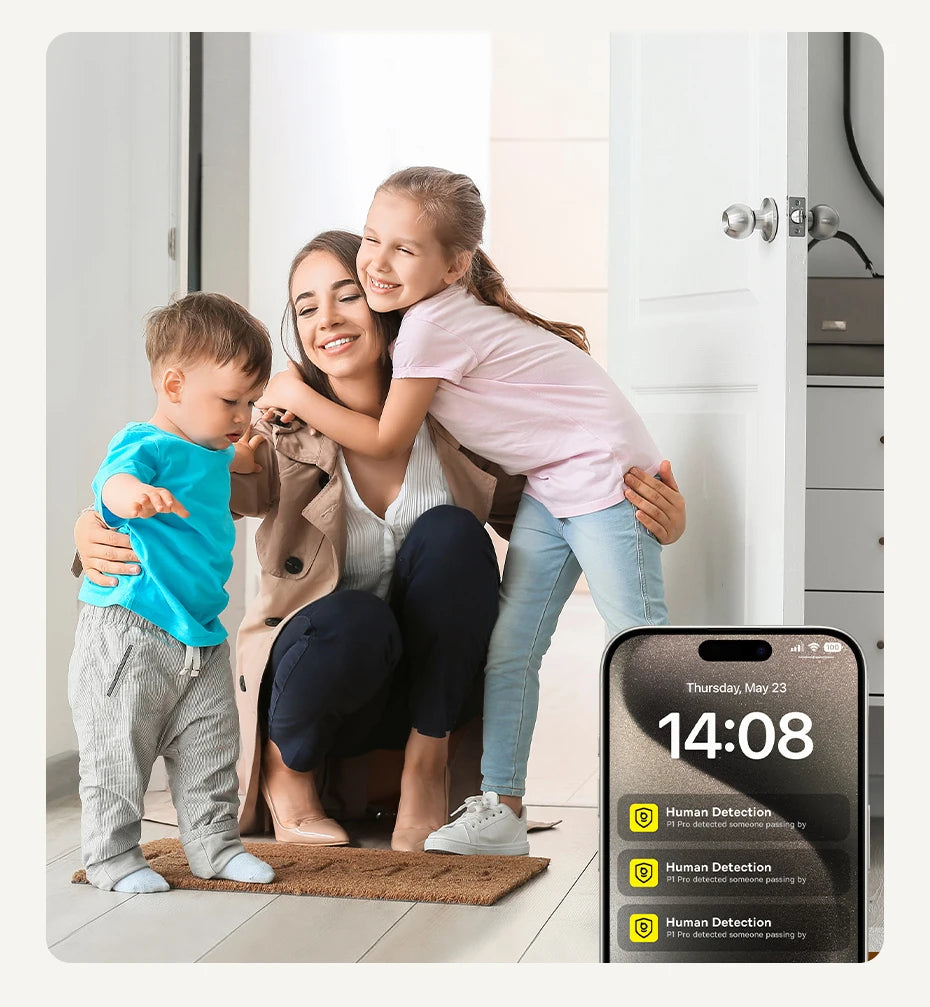 Câmera Baseus P1 Pro 5MP 3K WiFi Dual Band 2.4G/5G 360° com IA Quádrupla