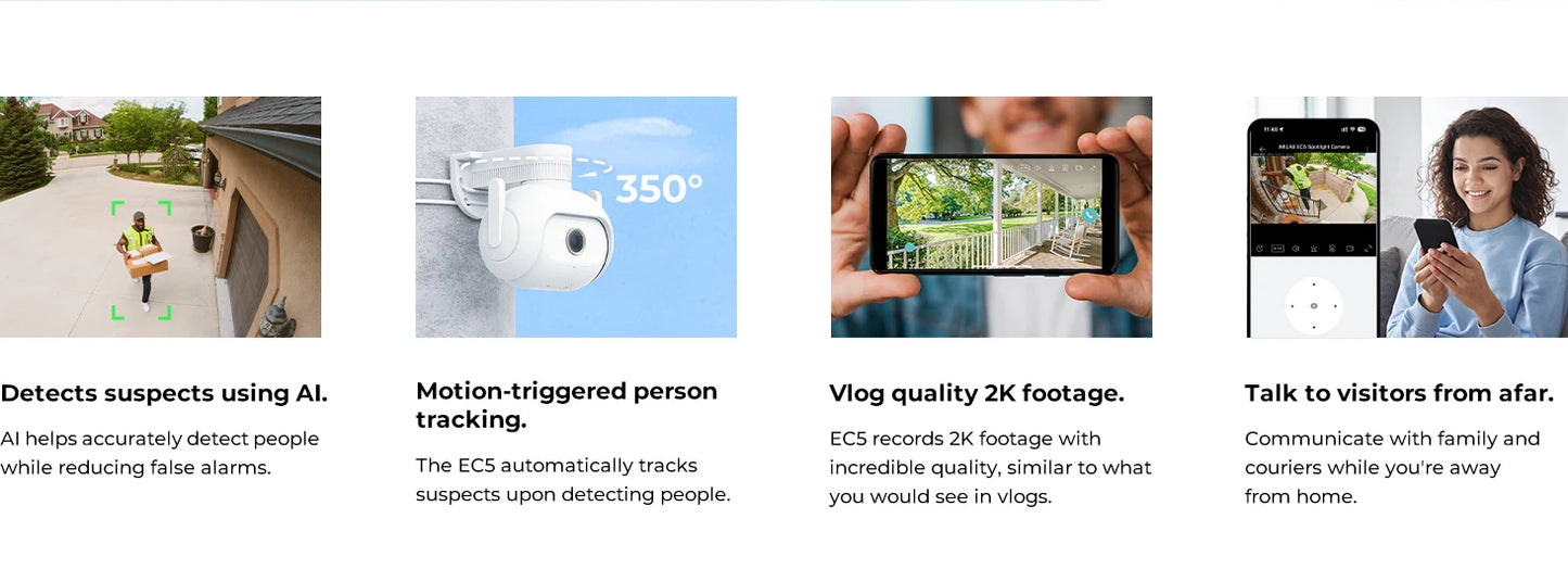 Câmera IMILAB EC5 Floodlight 2K 3MP 360° com Holofote 400Lm e Rastreamento Humano