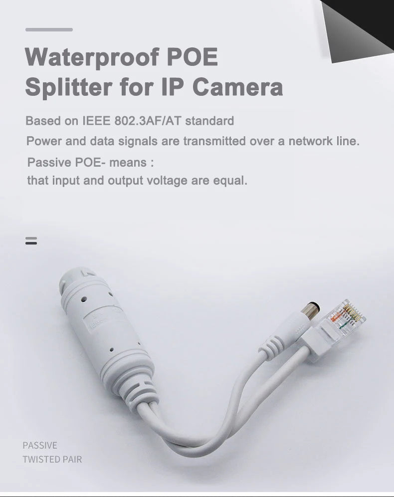 Divisor PoE À Prova D'Água 48V para 12V PD06SFS - Adaptador Vídeo Alimentação Câmera IP Externo Compacto