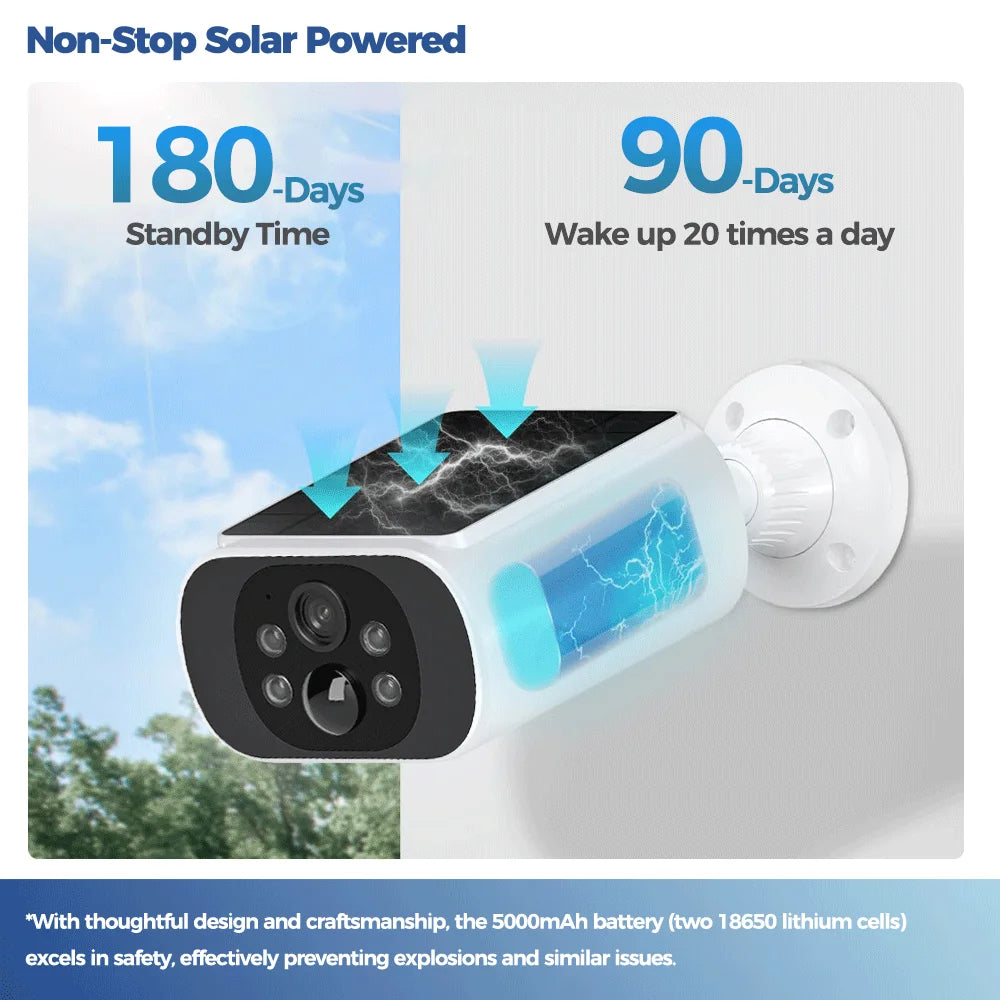 Câmera ALEVIO 2.5K 4MP Solar WiFi Dual Band com IA Quádrupla e Zoom 10x IP67