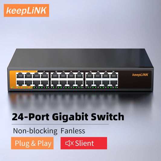 Switch Ethernet Gigabit de 24 portas KeepLiNK Plug and Play não gerenciado