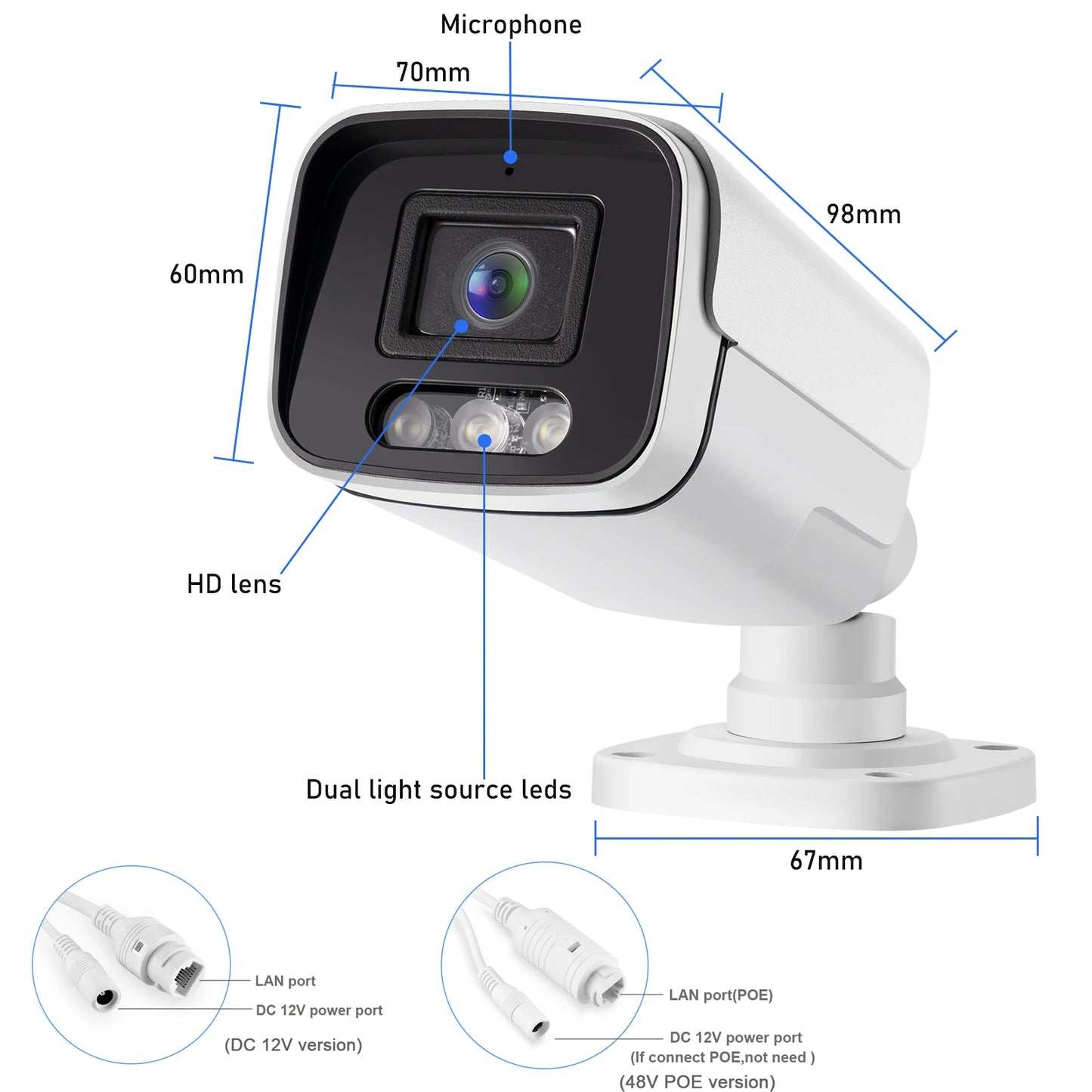 Câmera IP Gadinan 60FKSXM 3MP 6MP 8MP 4K Sensor Sony IMX Bullet Visão Noturna Colorida IP66 PoE