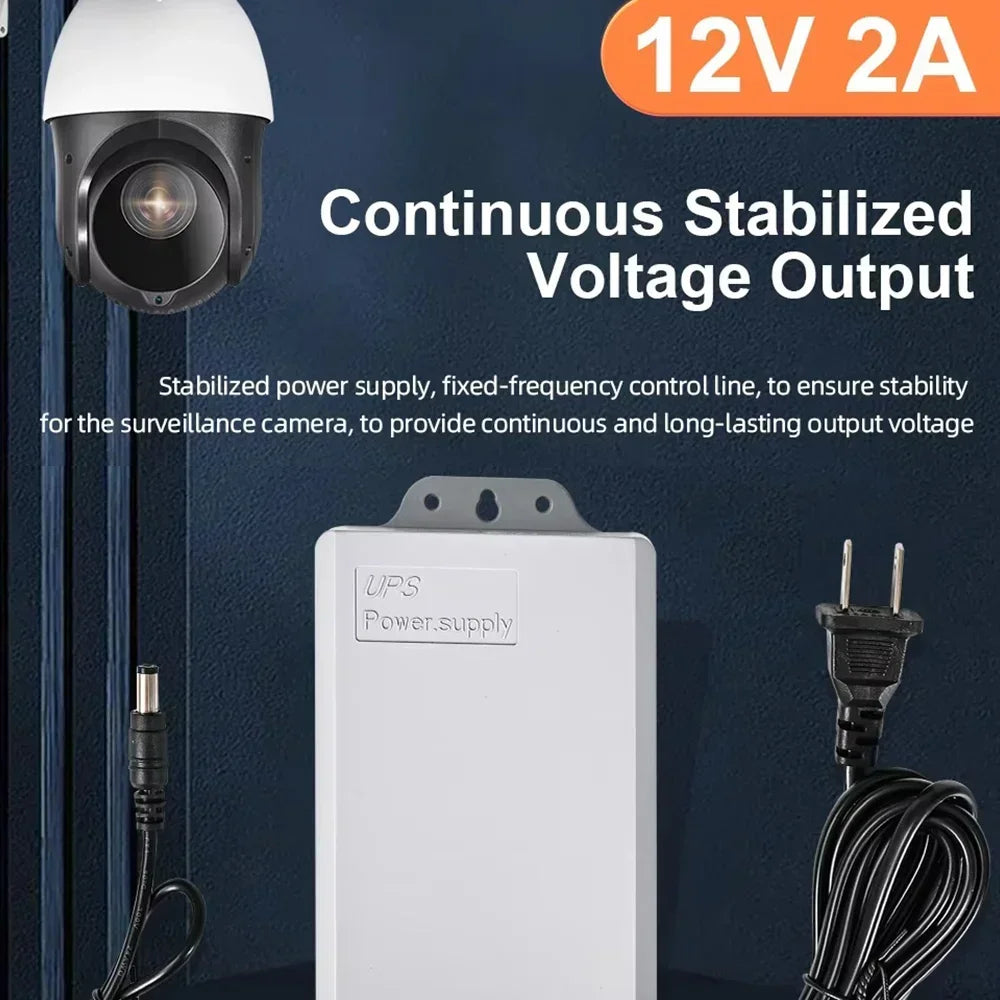 Fonte de Alimentação NOBREAK UPS 12V 2A com Bateria 5400mAh Backup À Prova D'Água para Câmera CCTV DiFang
