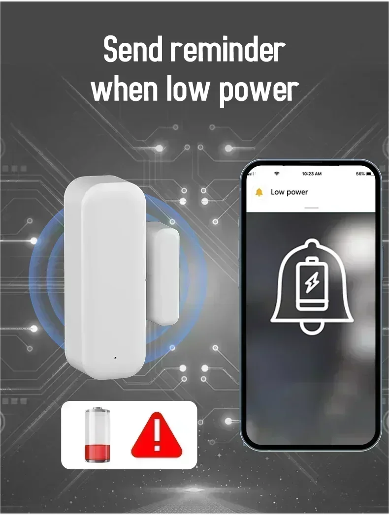 Sensor WiFi Porta Janela Magnético Alarme Casa Inteligente Tuya Alexa Google WMUN