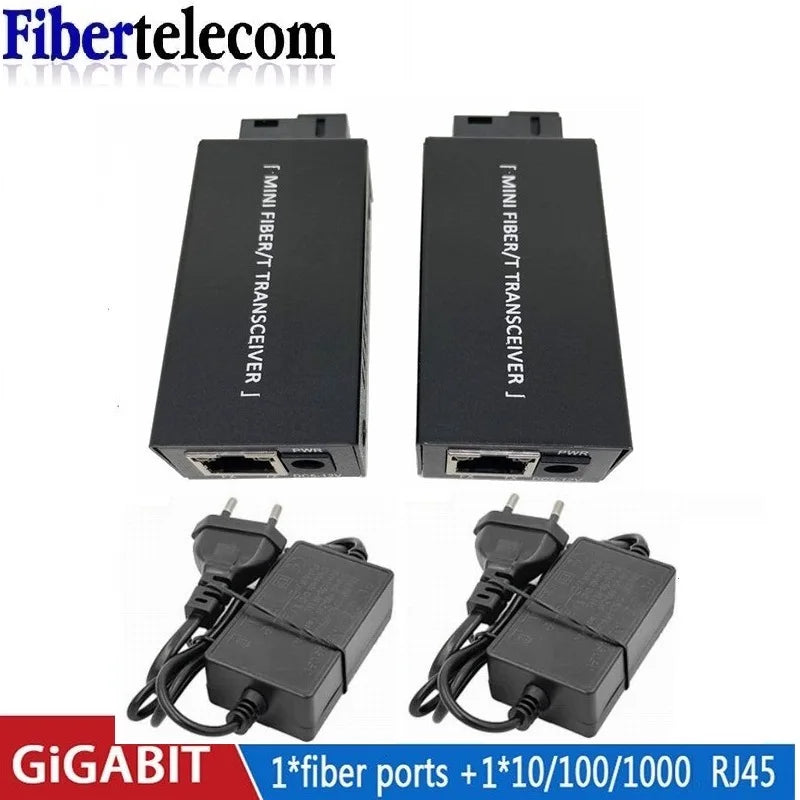 Conversor Mídia Óptica Fibra Mini Tapirapeco 1 Par - Gigabit 100/1000Mbps SC para RJ45 20km Ethernet Switch
