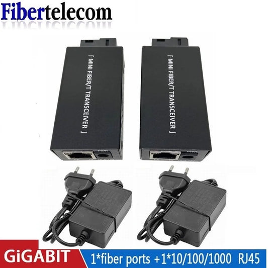 Conversor Mídia Óptica Fibra Mini Tapirapeco 1 Par - Gigabit 100/1000Mbps SC para RJ45 20km Ethernet Switch