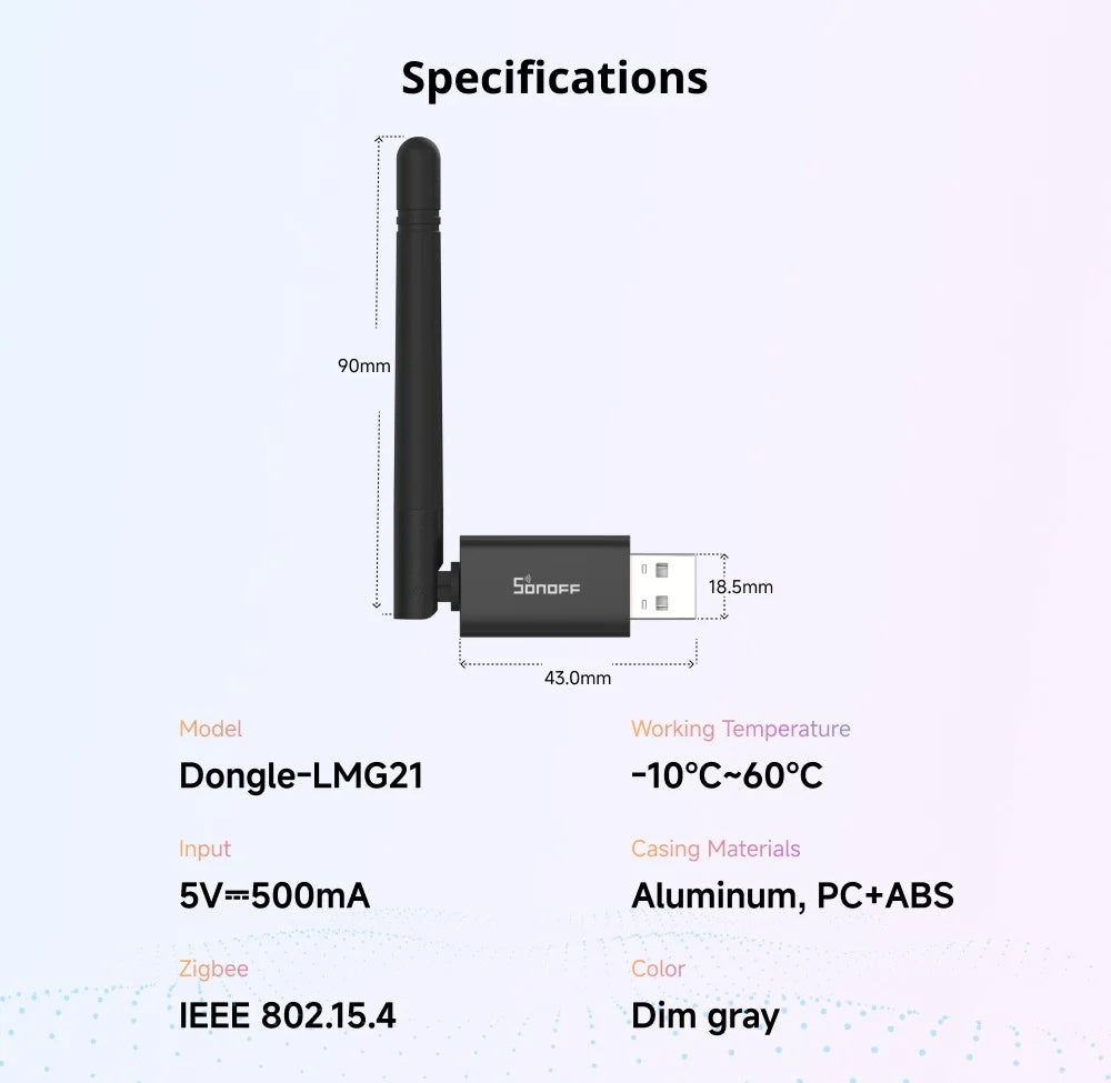Gateway Zigbee Thread USB Dongle Lite Compacto 65% Menor Econômico SONOFF Dongle-LMG21