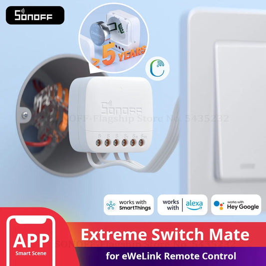 SONOFF-S-MATE2 Extreme Switch Mate, EWeLink, Controle Remoto, Suporte Rocker, Push Button Switch, Alexa, SmartThings, IFTTT, Smart Home