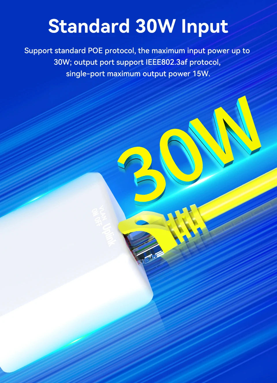 Extensor PoE Gigabit HORACO 4 Portas 30W POE013GS - Repetidor IEEE 802.3af/at 10/100/1000Mbps 10Gbps Plug & Play
