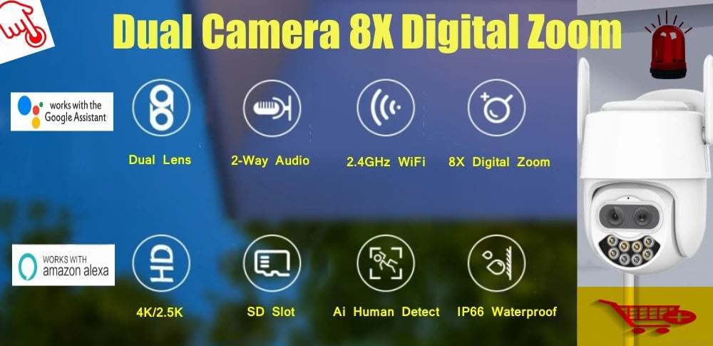 Câmera IP Dome XM 2MP WiFi - Áudio Bidirecional - Detecção Humana - Visão Noturna 30m - Interna