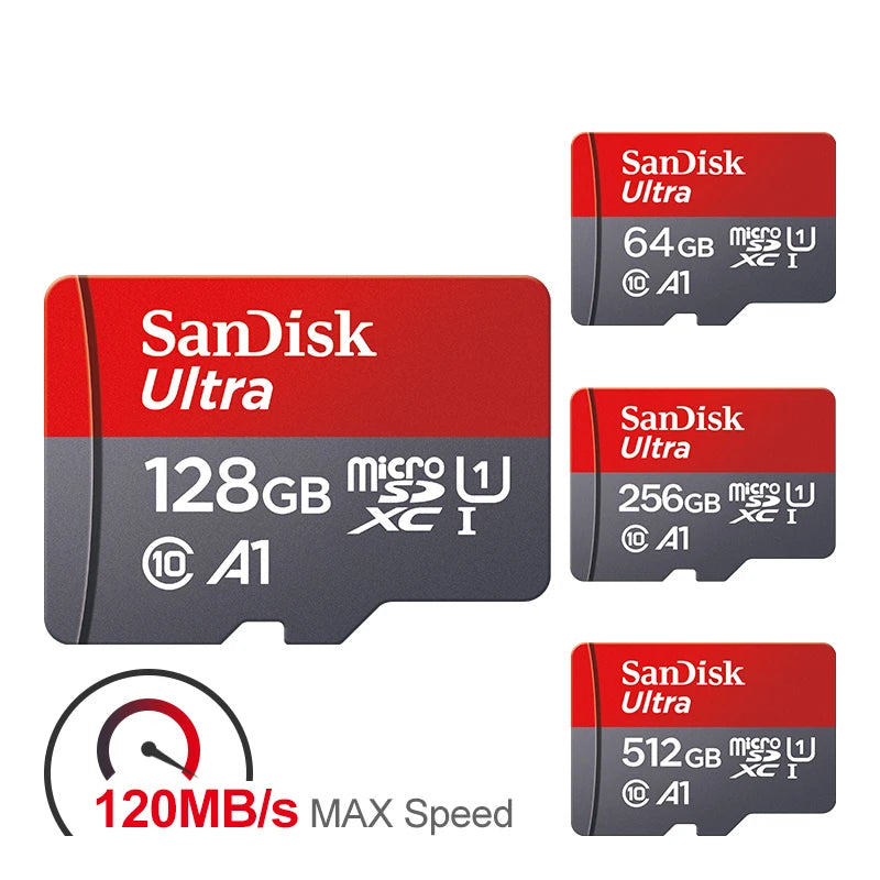 Cartão de Memória SanDisk Ultra MicroSD 32GB 64GB 128GB 256GB 512GB Classe 10 UHS-I A1 V10