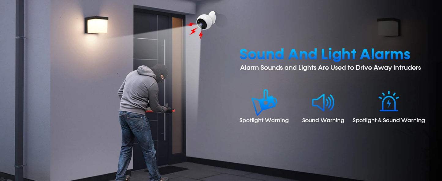 Câmera de Segurança Sherway 2K 5MP WiFi Magnética com Bateria 5800mAh, Detecção Humana IA, Visão Noturna Colorida e IP66