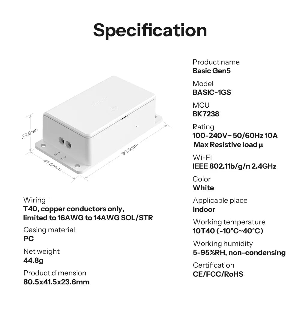 Sonoff básico gen5 matéria wifi interruptor inteligente casa inteligente temporizador de controle remoto diy interruptor inteligente trabalho com homekit alexa