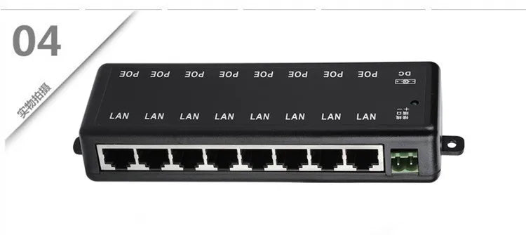 Injetor/Divisor PoE 4-8 Portas - IEEE 802.3af 12V-48V Power Over Ethernet Câmera CCTV AP Wireless