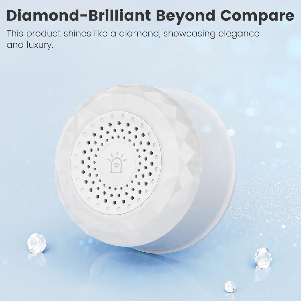 Sensor de Alarme de Som e Luz SMATRUL Tuya WiFi com Plugue EU, US, UK para Controle pelo App Smart Life, Sensor de Porta/Janela, Câmera, Solo