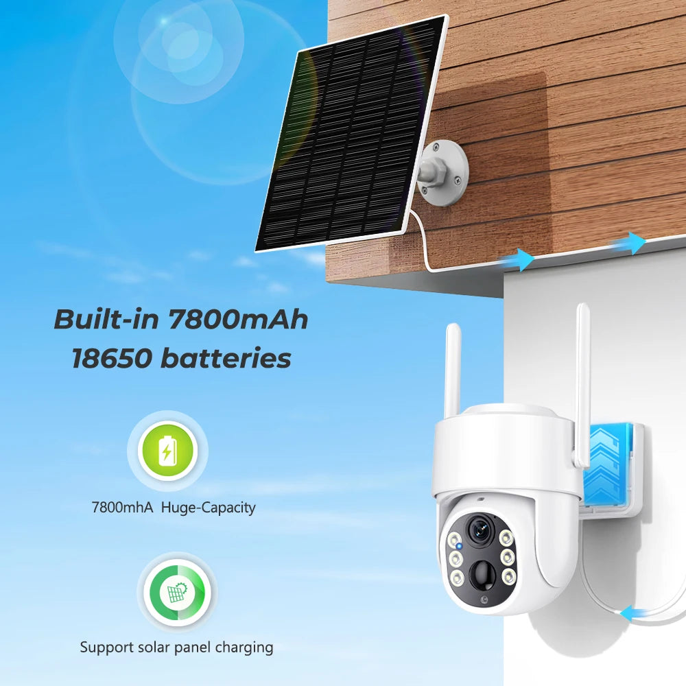2k 4mp tuya câmera de segurança inteligente sem fio ao ar livre wifi câmera movida a energia solar cor cheia visão noturna humano rastreamento automático ip65