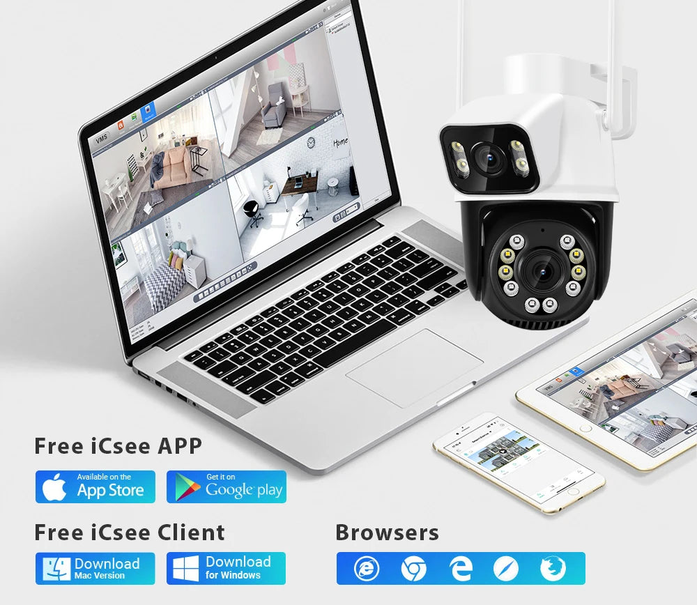 Câmera WiFi 12MP 6K Dome com Zoom 8X Detecção Humana IA Rastreamento Automático Alexa - ASECAM AS60WIC