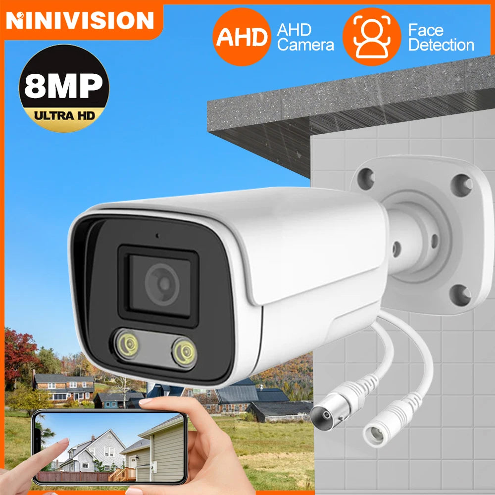 Câmera NINIVISION YU-AHDCAM-4K 8MP 4K AHD Bullet Sensor Sony CCD Visão Noturna Colorida IP66