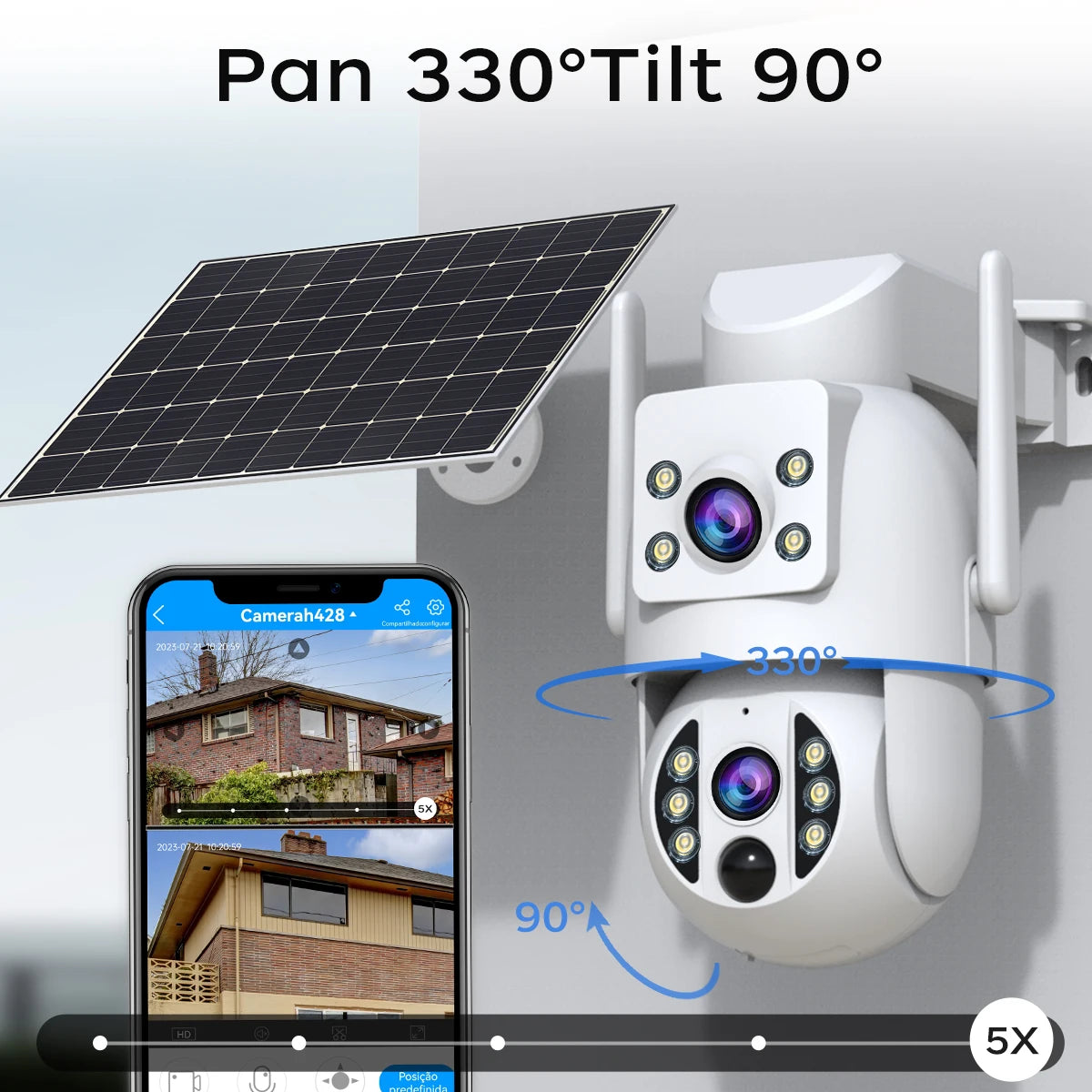 Câmera Solar 4K JOOAN - Sem Fio com Lente Dupla, Bateria Recarregável e IA