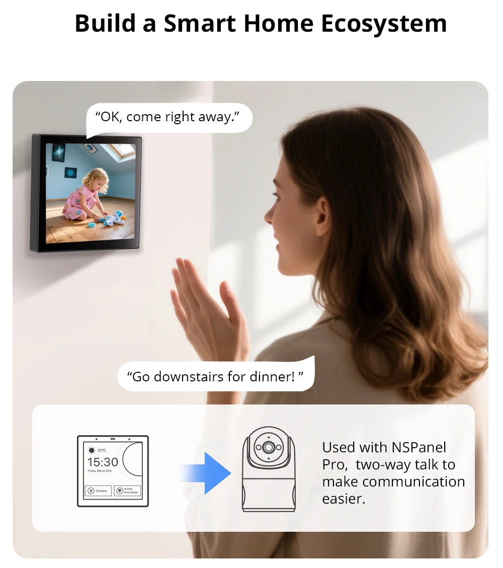 Câmera de Segurança Inteligente 360° com Visão Noturna HD e Interação em Tempo Real SONOFF CAM PT2
