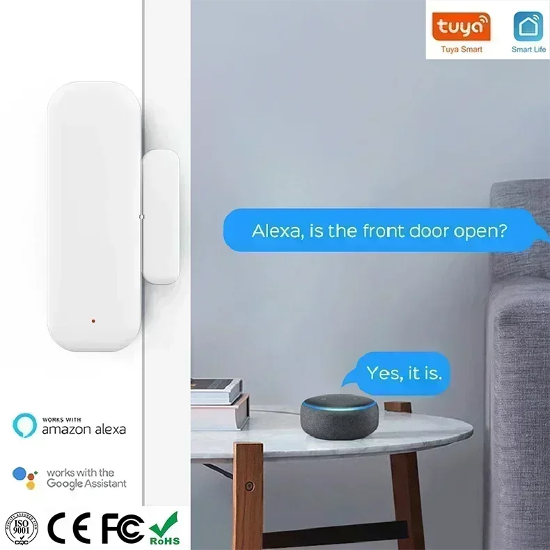 Sensor WiFi Porta Janela Magnético Alarme Casa Inteligente Tuya Alexa Google WMUN