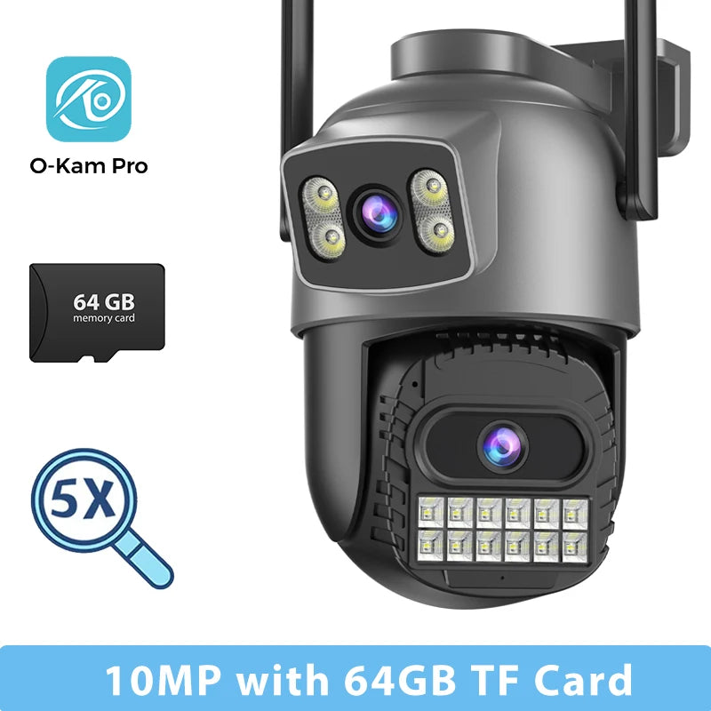 Câmera IP WiFi BESDER 15MP Tripla Lente PTZ Tela Dupla 10x Zoom Detecção Humana Visão Noturna Colorida IP66 - BESDER