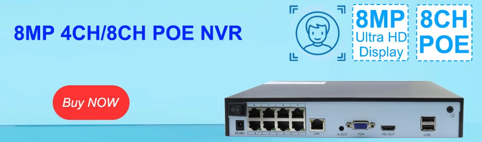 Câmera de Segurança IP 4K 8MP PoE com Visão Noturna Colorida AI