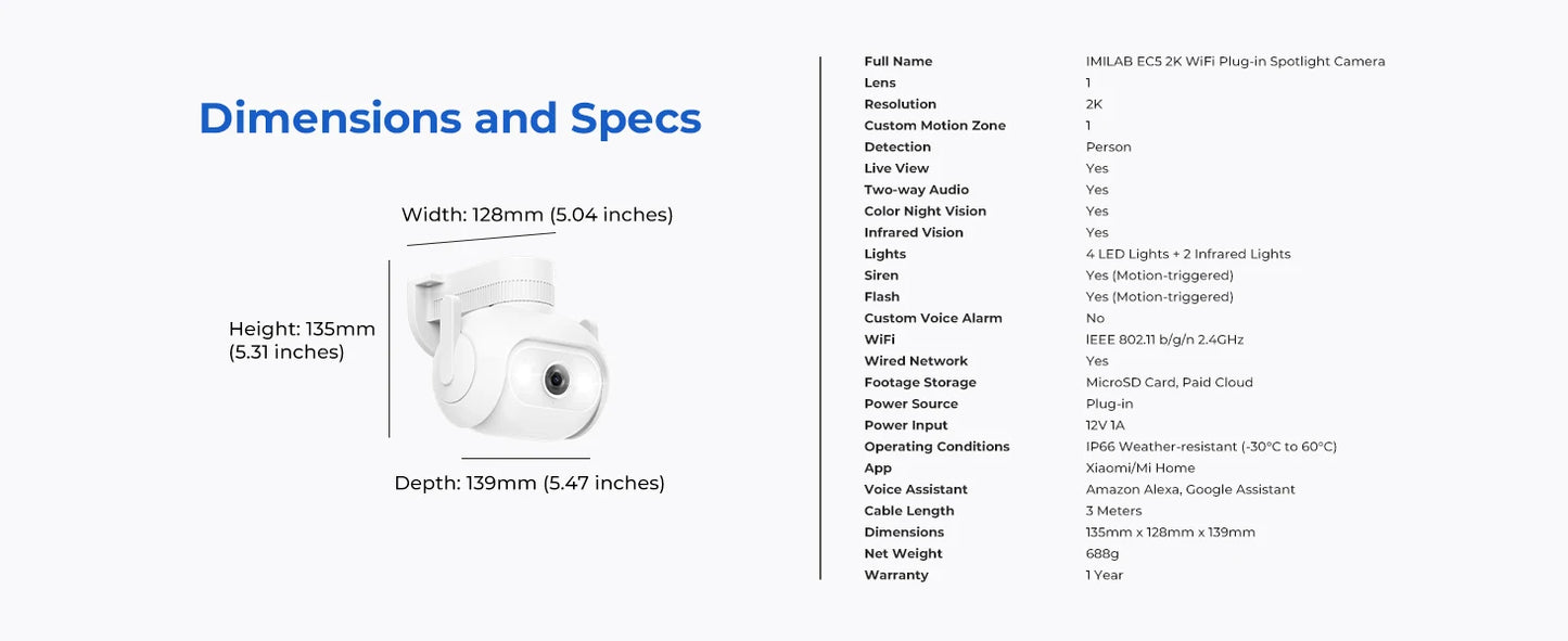 Câmera IMILAB EC5 Floodlight 2K 3MP 360° com Holofote 400Lm e Rastreamento Humano