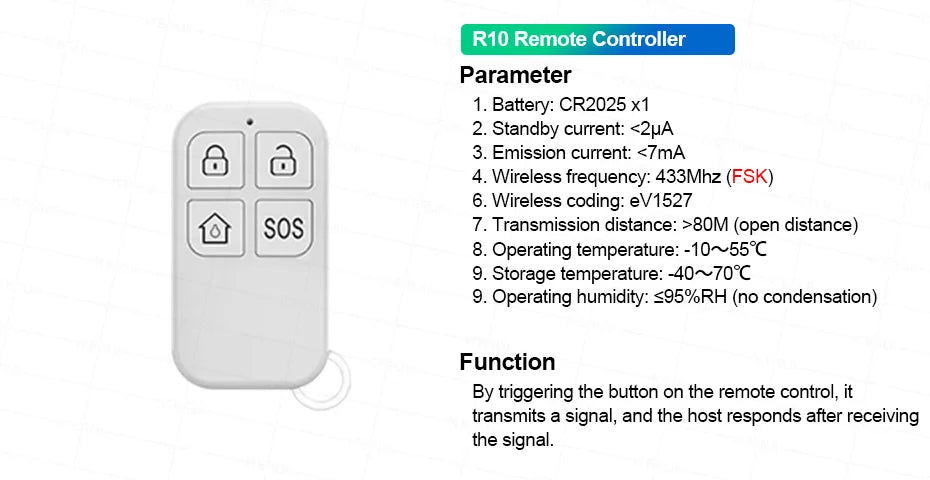 Central de Alarme KERUI G70 Tuya WiFi 4G Tela Touch 7" + Sensor PIR P10 FSK 100 Zonas Sistema Inteligente - KERUI